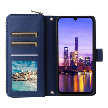 R20 For Samsung Galaxy A16 5G Case Zipper Pocket PU Leather Cover with 9 Card Slots