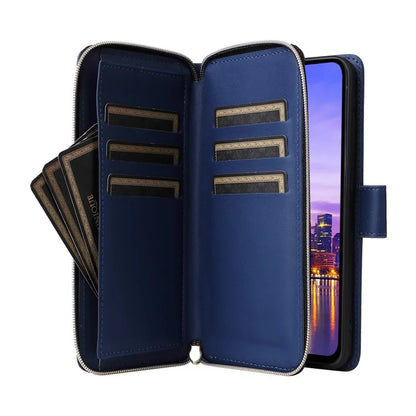 R20 For Samsung Galaxy A16 5G Case Zipper Pocket PU Leather Cover with 9 Card Slots