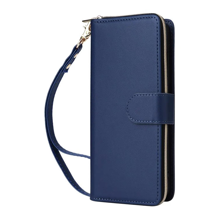 R20 For Samsung Galaxy A16 5G Case Zipper Pocket PU Leather Cover with 9 Card Slots