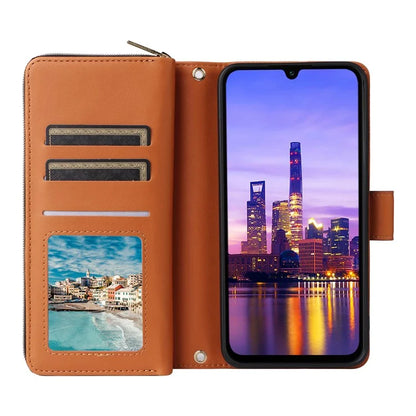 R20 For Samsung Galaxy A16 5G Case Zipper Pocket PU Leather Cover with 9 Card Slots