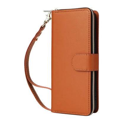 R20 For Samsung Galaxy A16 5G Case Zipper Pocket PU Leather Cover with 9 Card Slots