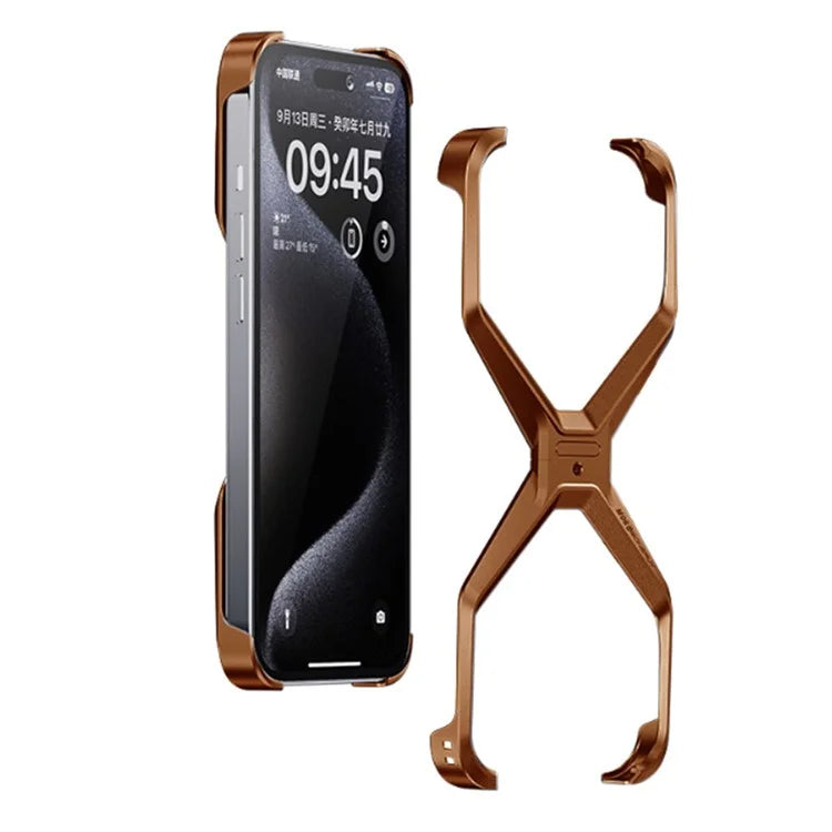 For iPhone 16 Bumper Case No Frame Aluminium Alloy X-Shape Phone Cover