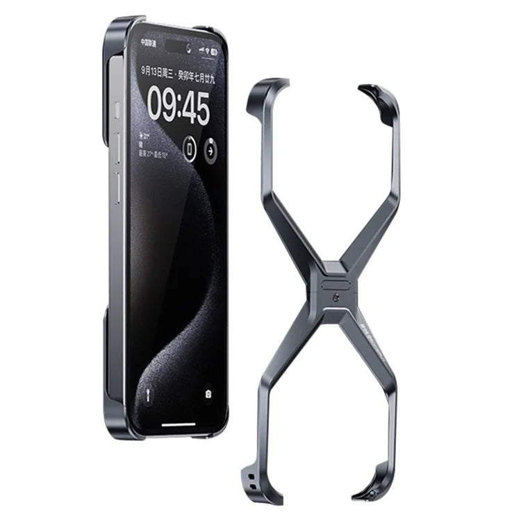 For iPhone 16 Pro Max Bumper Case No Frame Aluminium Alloy X-Shape Phone Cover