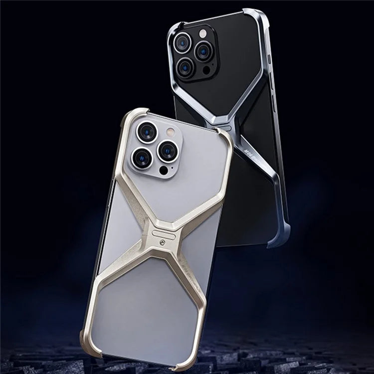 For iPhone 16 Pro Max Bumper Case No Frame Aluminium Alloy X-Shape Phone Cover