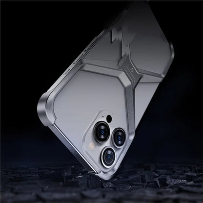 For iPhone 16 Pro Max Bumper Case No Frame Aluminium Alloy X-Shape Phone Cover
