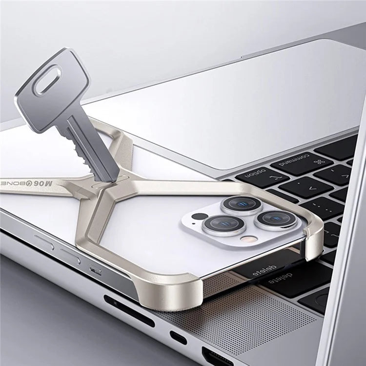 For iPhone 16 Pro Max Bumper Case No Frame Aluminium Alloy X-Shape Phone Cover