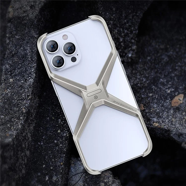 For iPhone 16 Pro Max Bumper Case No Frame Aluminium Alloy X-Shape Phone Cover