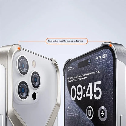 For iPhone 16 Pro Max Bumper Case No Frame Aluminium Alloy X-Shape Phone Cover