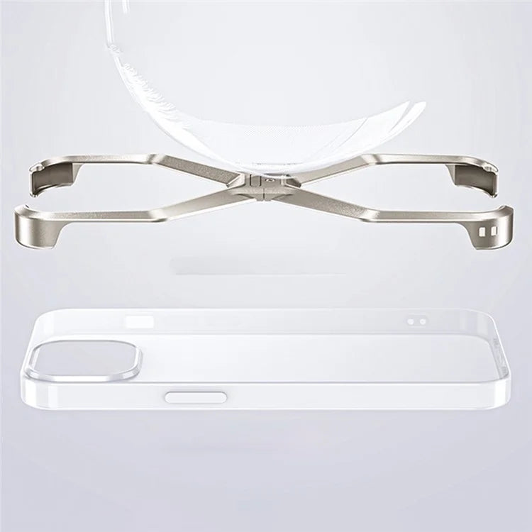 For iPhone 16 Pro Max Bumper Case No Frame Aluminium Alloy X-Shape Phone Cover