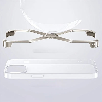 For iPhone 16 Pro Max Bumper Case No Frame Aluminium Alloy X-Shape Phone Cover