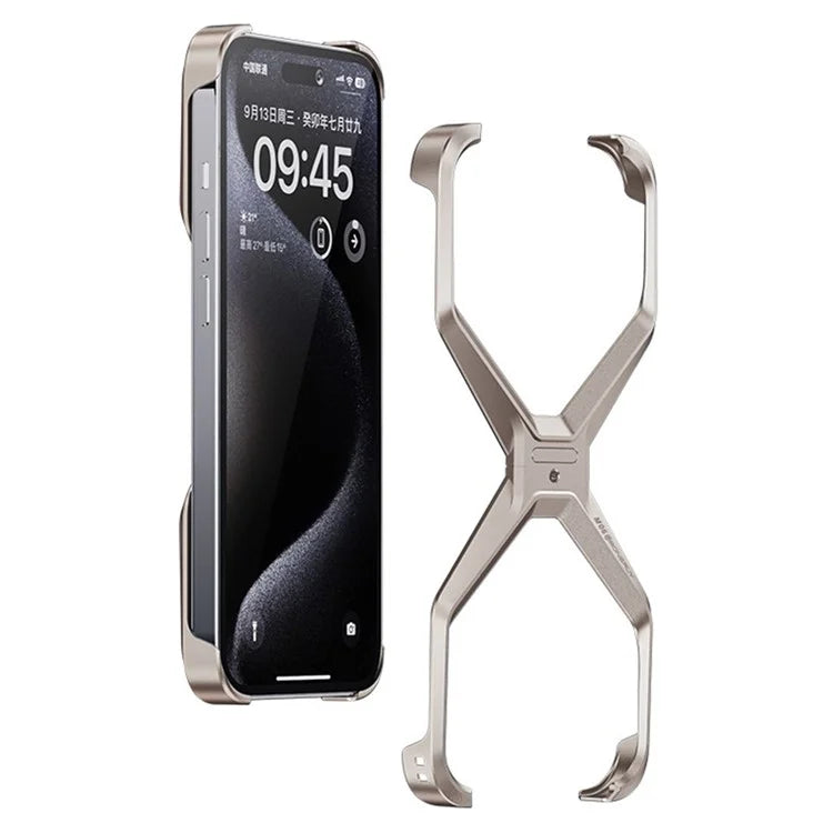 For iPhone 16 Pro Max Bumper Case No Frame Aluminium Alloy X-Shape Phone Cover