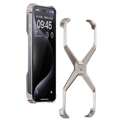 For iPhone 16 Pro Max Bumper Case No Frame Aluminium Alloy X-Shape Phone Cover