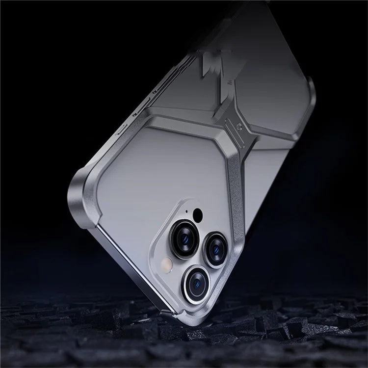 For iPhone 16 Pro Max Bumper Case No Frame Aluminium Alloy X-Shape Phone Cover