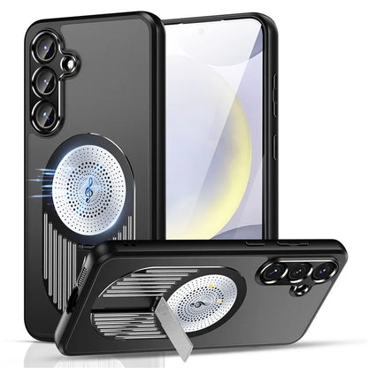For Samsung Galaxy S24 FE Magnetic Case Heat Dissipation Aromatherapy Kickstand Silicone+PC Phone Cover