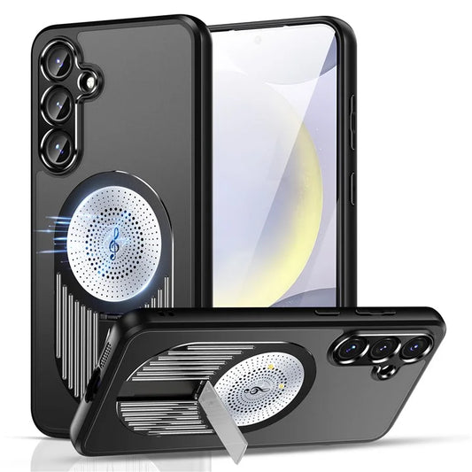 For Samsung Galaxy S24 FE Magnetic Case Heat Dissipation Aromatherapy Kickstand Silicone+PC Phone Cover