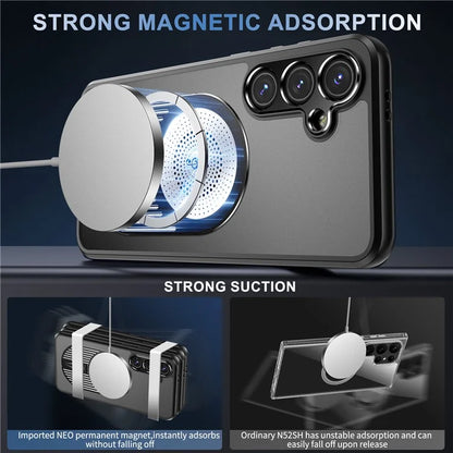 For Samsung Galaxy S24 FE Magnetic Case Heat Dissipation Aromatherapy Kickstand Silicone+PC Phone Cover