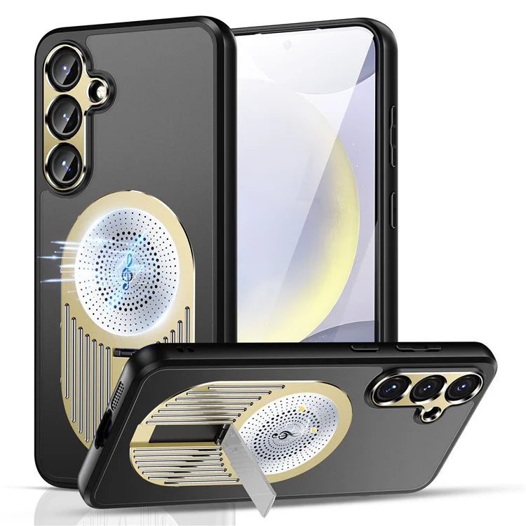 For Samsung Galaxy S24 FE Magnetic Case Heat Dissipation Aromatherapy Kickstand Silicone+PC Phone Cover