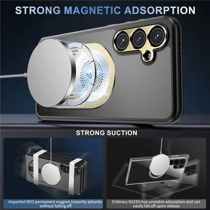 For Samsung Galaxy S24 FE Magnetic Case Heat Dissipation Aromatherapy Kickstand Silicone+PC Phone Cover