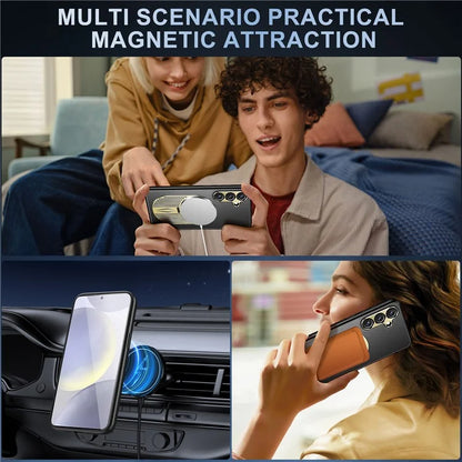 For Samsung Galaxy S24 FE Magnetic Case Heat Dissipation Aromatherapy Kickstand Silicone+PC Phone Cover