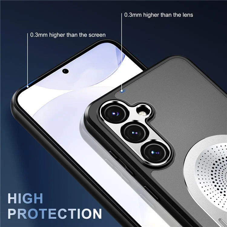 For Samsung Galaxy S24 FE Magnetic Case Heat Dissipation Aromatherapy Kickstand Silicone+PC Phone Cover