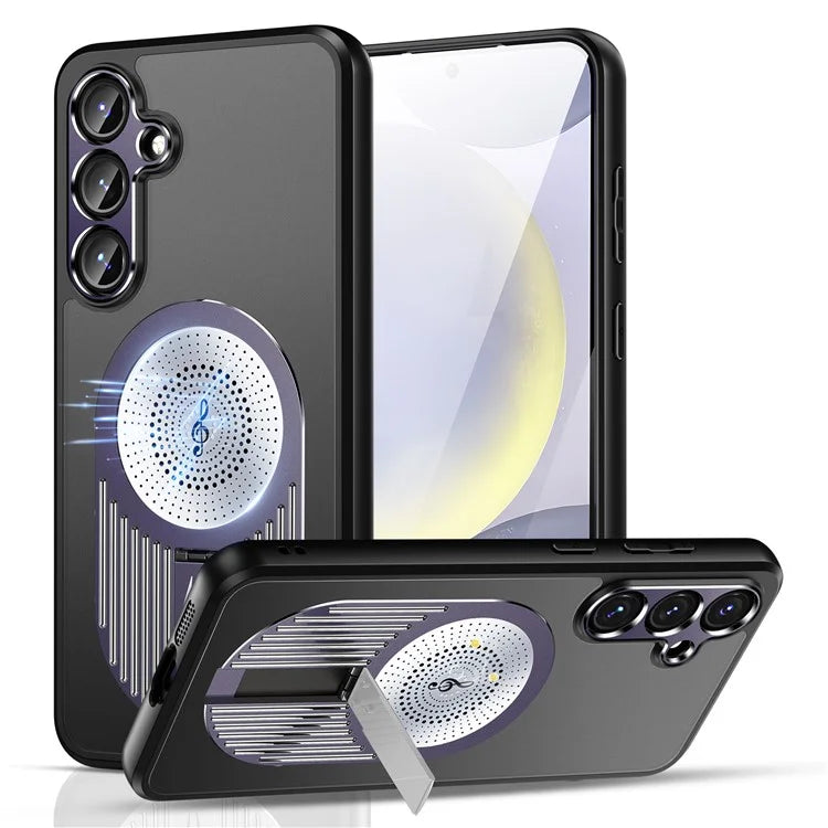 For Samsung Galaxy S24 FE Magnetic Case Heat Dissipation Aromatherapy Kickstand Silicone+PC Phone Cover