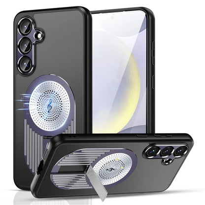 For Samsung Galaxy S24 FE Magnetic Case Heat Dissipation Aromatherapy Kickstand Silicone+PC Phone Cover