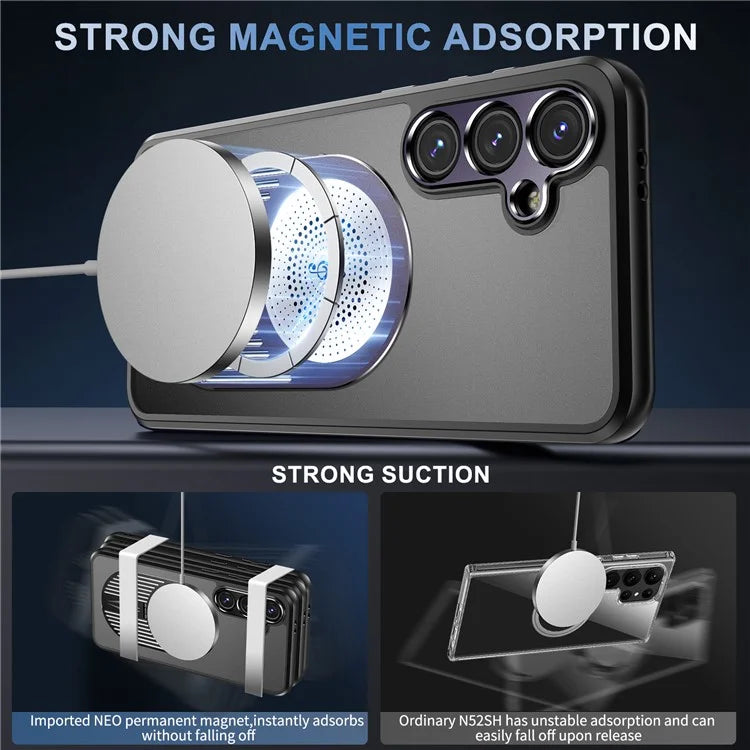 For Samsung Galaxy S24 FE Magnetic Case Heat Dissipation Aromatherapy Kickstand Silicone+PC Phone Cover