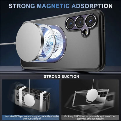 For Samsung Galaxy S23 FE Magnetic Case Heat Dissipation Aromatherapy Kickstand Silicone+PC Phone Cover