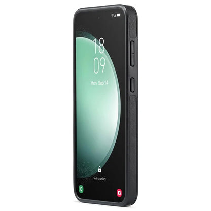 DG.MING For Samsung Galaxy S24 FE Case Anti-Drop Leather Coated PC+TPU Phone Back Cover