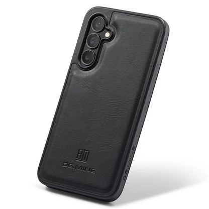 DG.MING For Samsung Galaxy S24 FE Case Anti-Drop Leather Coated PC+TPU Phone Back Cover