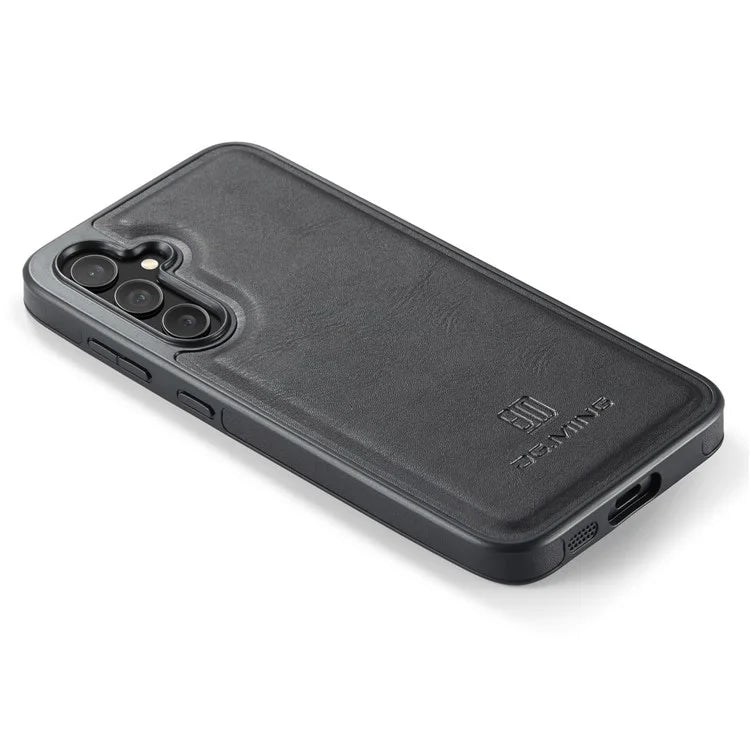 DG.MING For Samsung Galaxy S24 FE Case Anti-Drop Leather Coated PC+TPU Phone Back Cover