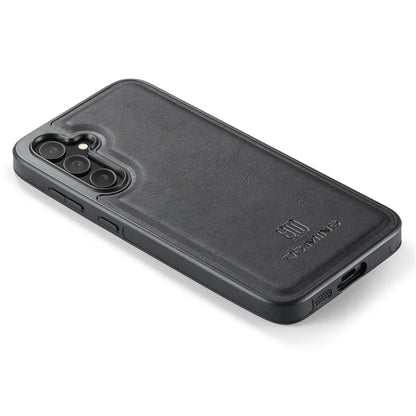 DG.MING For Samsung Galaxy S24 FE Case Anti-Drop Leather Coated PC+TPU Phone Back Cover