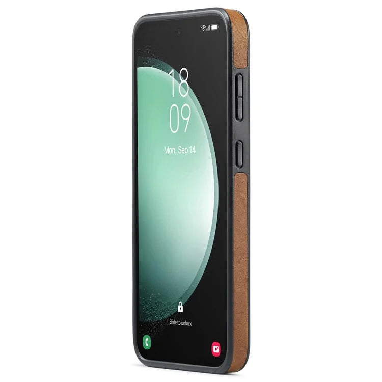 DG.MING For Samsung Galaxy S24 FE Case Anti-Drop Leather Coated PC+TPU Phone Back Cover