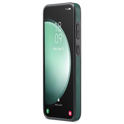 DG.MING For Samsung Galaxy S24 FE Case Anti-Drop Leather Coated PC+TPU Phone Back Cover