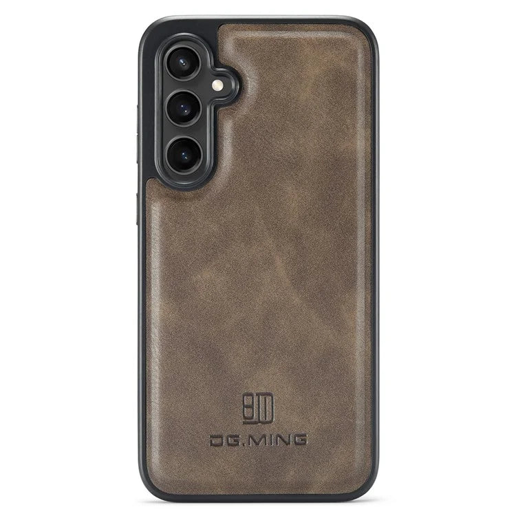 DG.MING For Samsung Galaxy S24 FE Case Anti-Drop Leather Coated PC+TPU Phone Back Cover