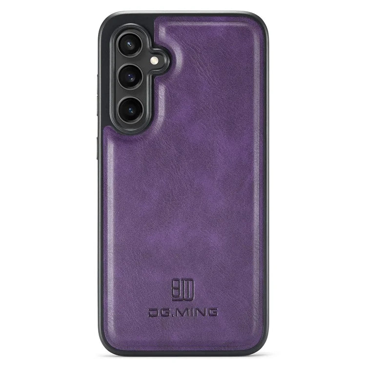 DG.MING For Samsung Galaxy S24 FE Case Anti-Drop Leather Coated PC+TPU Phone Back Cover
