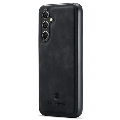 DG.MING For Samsung Galaxy S24 FE Case PU Leather Covered PC+TPU Hybrid Phone Shell