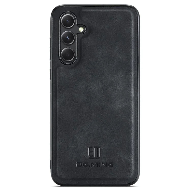 DG.MING For Samsung Galaxy S24 FE Case PU Leather Covered PC+TPU Hybrid Phone Shell