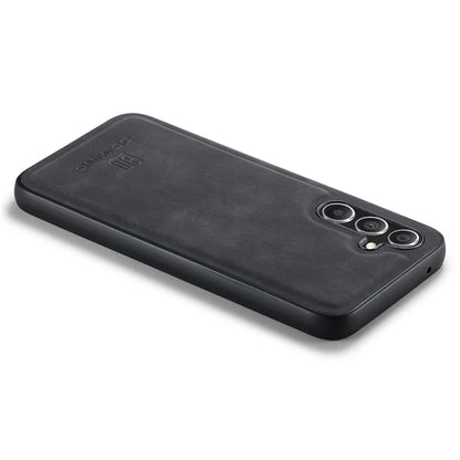 DG.MING For Samsung Galaxy S24 FE Case PU Leather Covered PC+TPU Hybrid Phone Shell