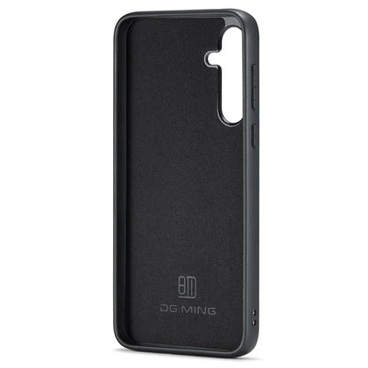 DG.MING For Samsung Galaxy S24 FE Case PU Leather Covered PC+TPU Hybrid Phone Shell