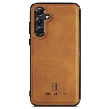 DG.MING For Samsung Galaxy S24 FE Case PU Leather Covered PC+TPU Hybrid Phone Shell