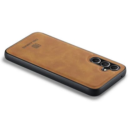 DG.MING For Samsung Galaxy S24 FE Case PU Leather Covered PC+TPU Hybrid Phone Shell