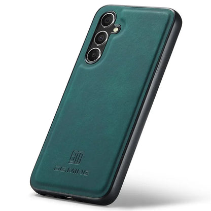 DG.MING For Samsung Galaxy S24 FE Case PU Leather Covered PC+TPU Hybrid Phone Shell