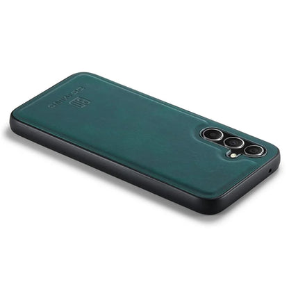 DG.MING For Samsung Galaxy S24 FE Case PU Leather Covered PC+TPU Hybrid Phone Shell