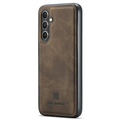 DG.MING For Samsung Galaxy S24 FE Case PU Leather Covered PC+TPU Hybrid Phone Shell