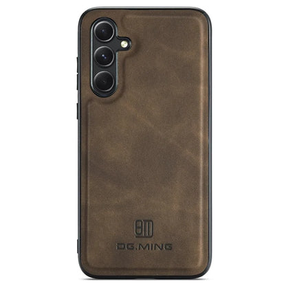 DG.MING For Samsung Galaxy S24 FE Case PU Leather Covered PC+TPU Hybrid Phone Shell