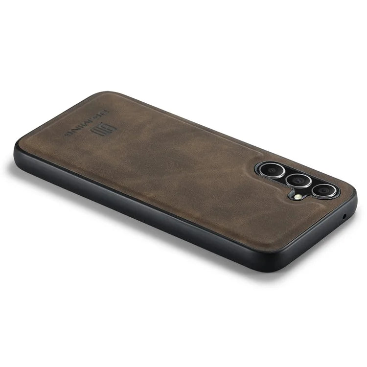 DG.MING For Samsung Galaxy S24 FE Case PU Leather Covered PC+TPU Hybrid Phone Shell
