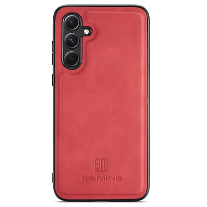 DG.MING For Samsung Galaxy S24 FE Case PU Leather Covered PC+TPU Hybrid Phone Shell