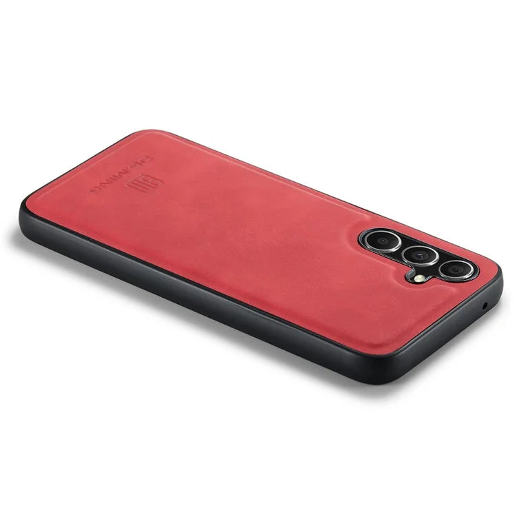 DG.MING For Samsung Galaxy S24 FE Case PU Leather Covered PC+TPU Hybrid Phone Shell