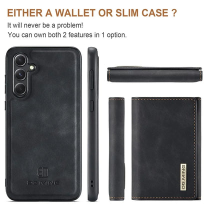 DG.MING M1 Series for Samsung Galaxy S24 FE Case Kickstand PU Phone Cover with Detachable Wallet